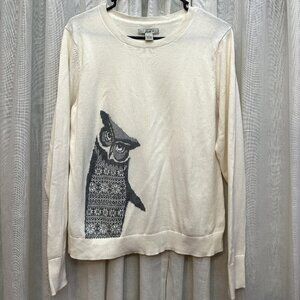 Bass Long Sleeve Ivory Owl Sweater Shirt